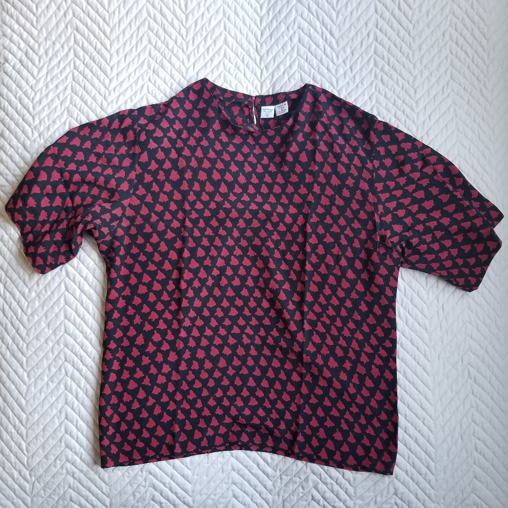 Flowing Blouse Vintage 12 Boho Red Black